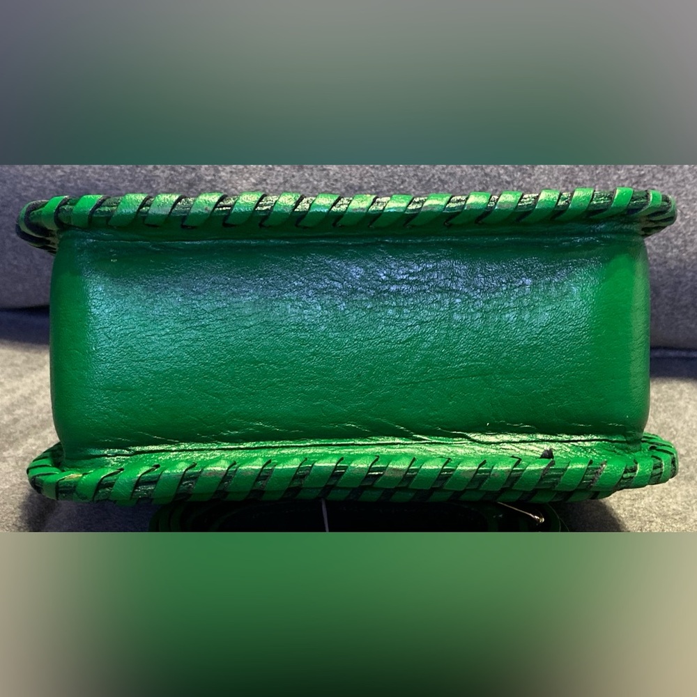 handmade genuine leather Luxury Shoulder Straps Tooled Handbag Green Purse - Picture 7 of 13